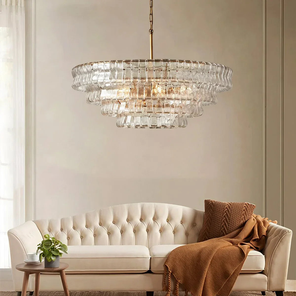 flairel Light Luxury Murano Ring Layered Glass Chandelier
