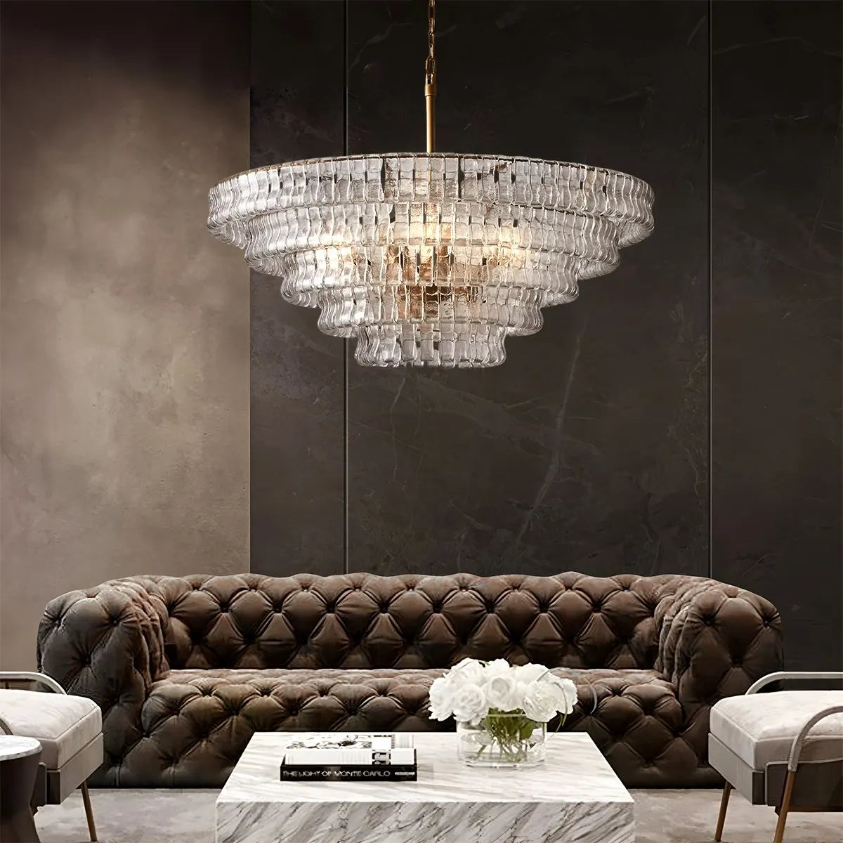 flairel Light Luxury Murano Ring Layered Glass Chandelier
