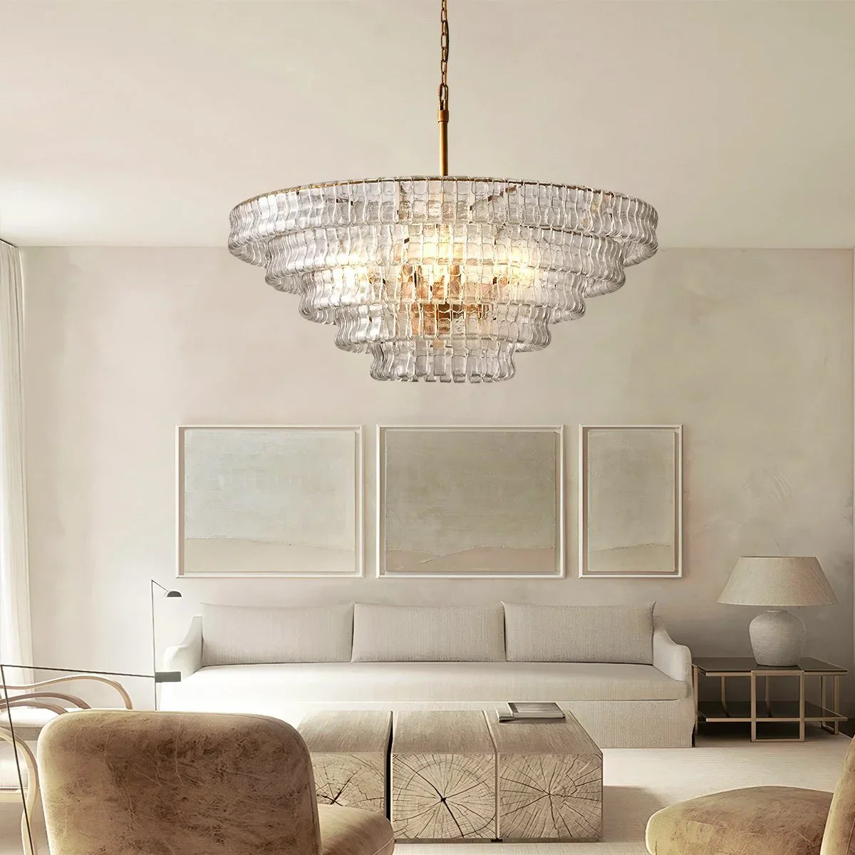 flairel Light Luxury Murano Ring Layered Glass Chandelier