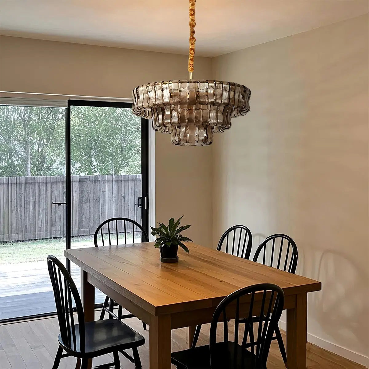 flairel Light Luxury Murano Ring Layered Glass Chandelier