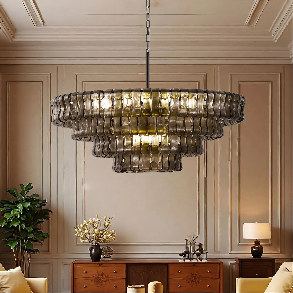 flairel Light Luxury Murano Ring Layered Glass Chandelier