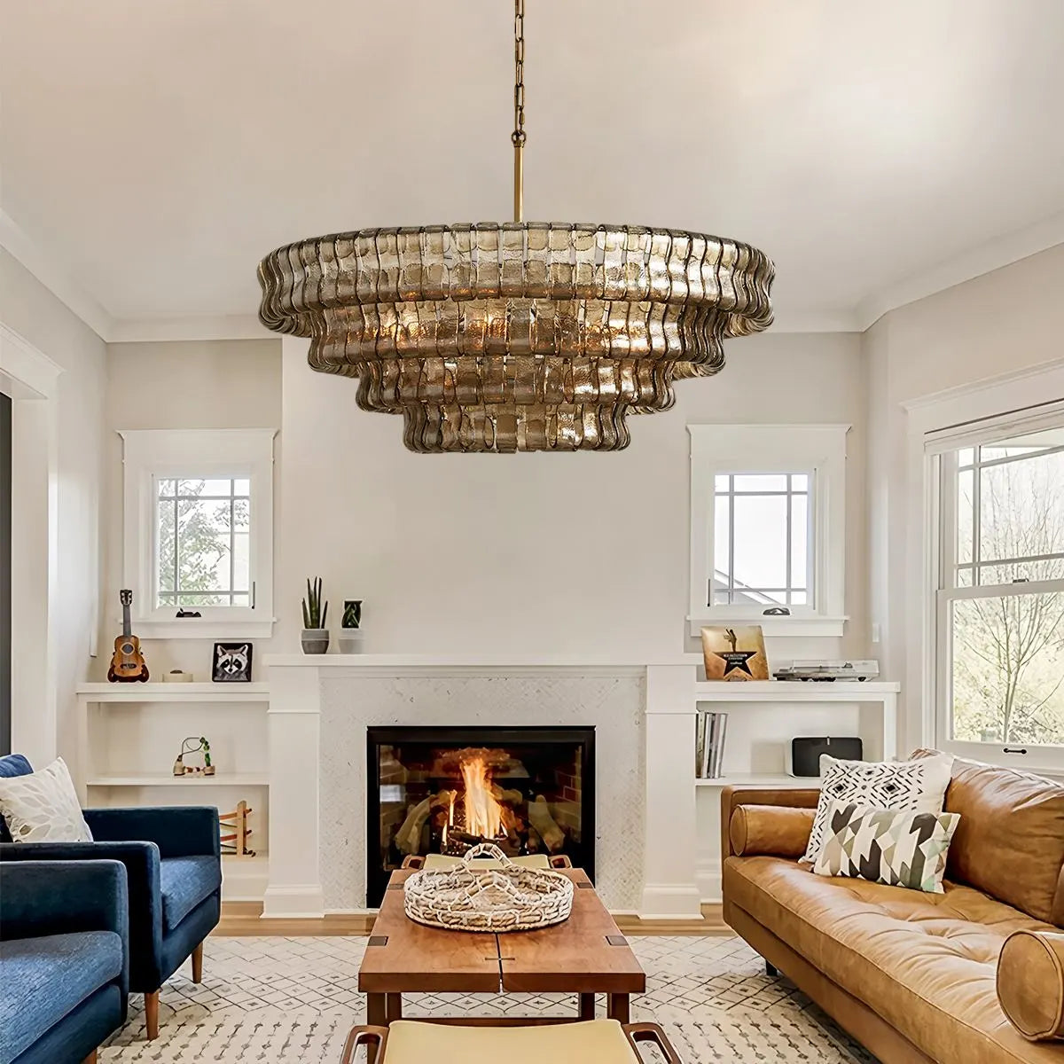 flairel Light Luxury Murano Ring Layered Glass Chandelier