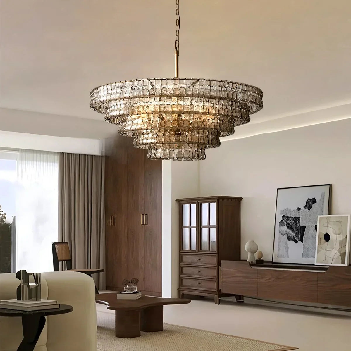 flairel Light Luxury Murano Ring Layered Glass Chandelier
