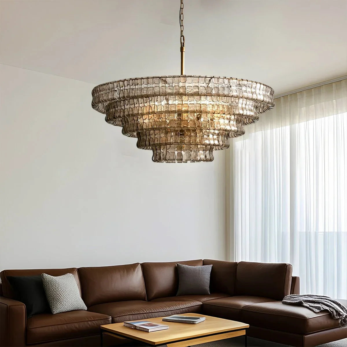 flairel Light Luxury Murano Ring Layered Glass Chandelier