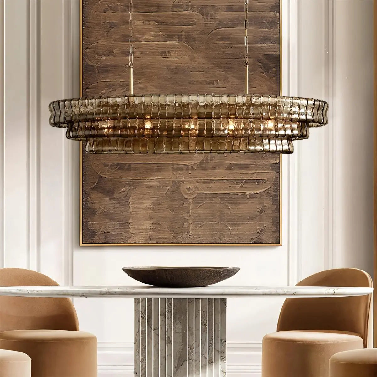flairel Light Luxury Murano Ring Layered Glass Chandelier