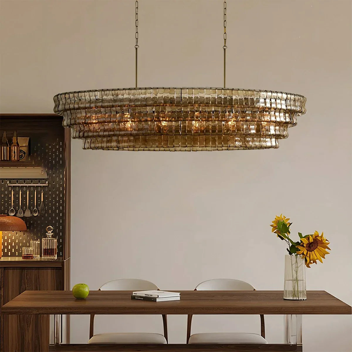flairel Light Luxury Murano Ring Layered Glass Chandelier