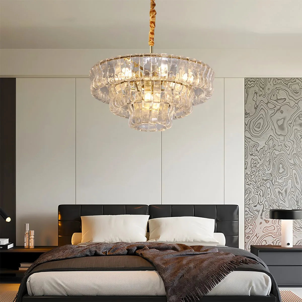 flairel Light Luxury Murano Ring Layered Glass Chandelier