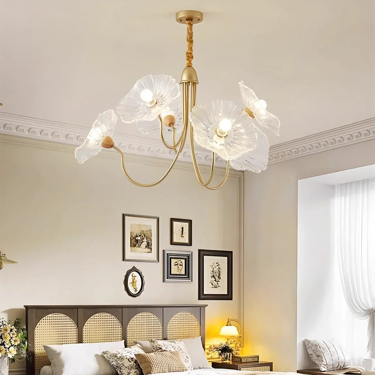 flairel Lotus Leaf Glass Chandelier for Living Room