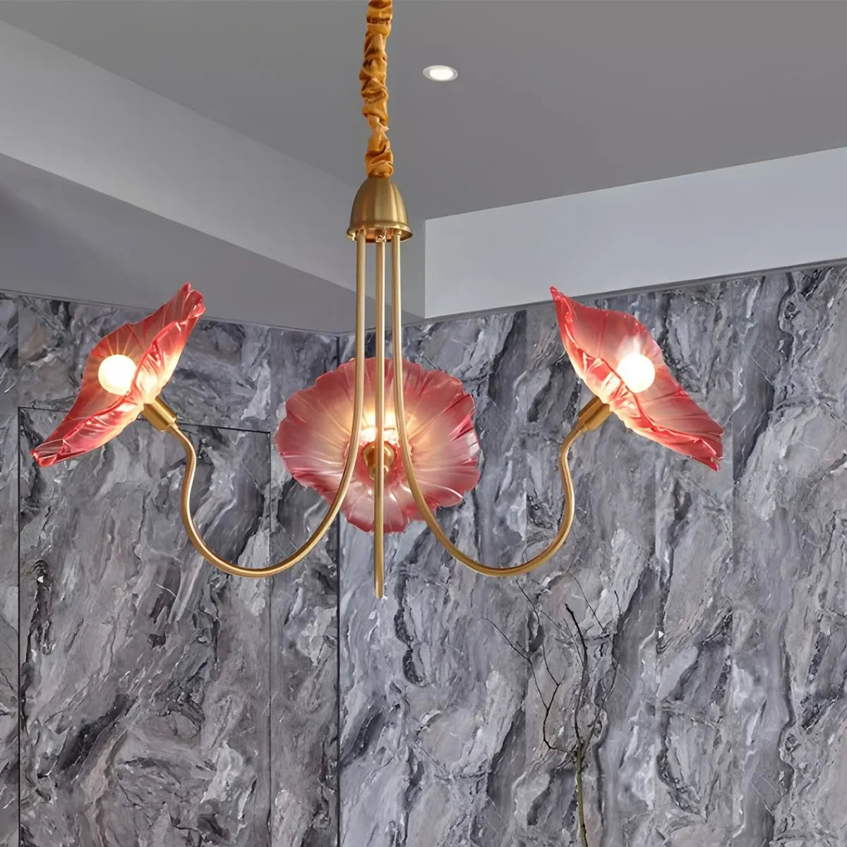 flairel Lotus Leaf Glass Chandelier for Living Room