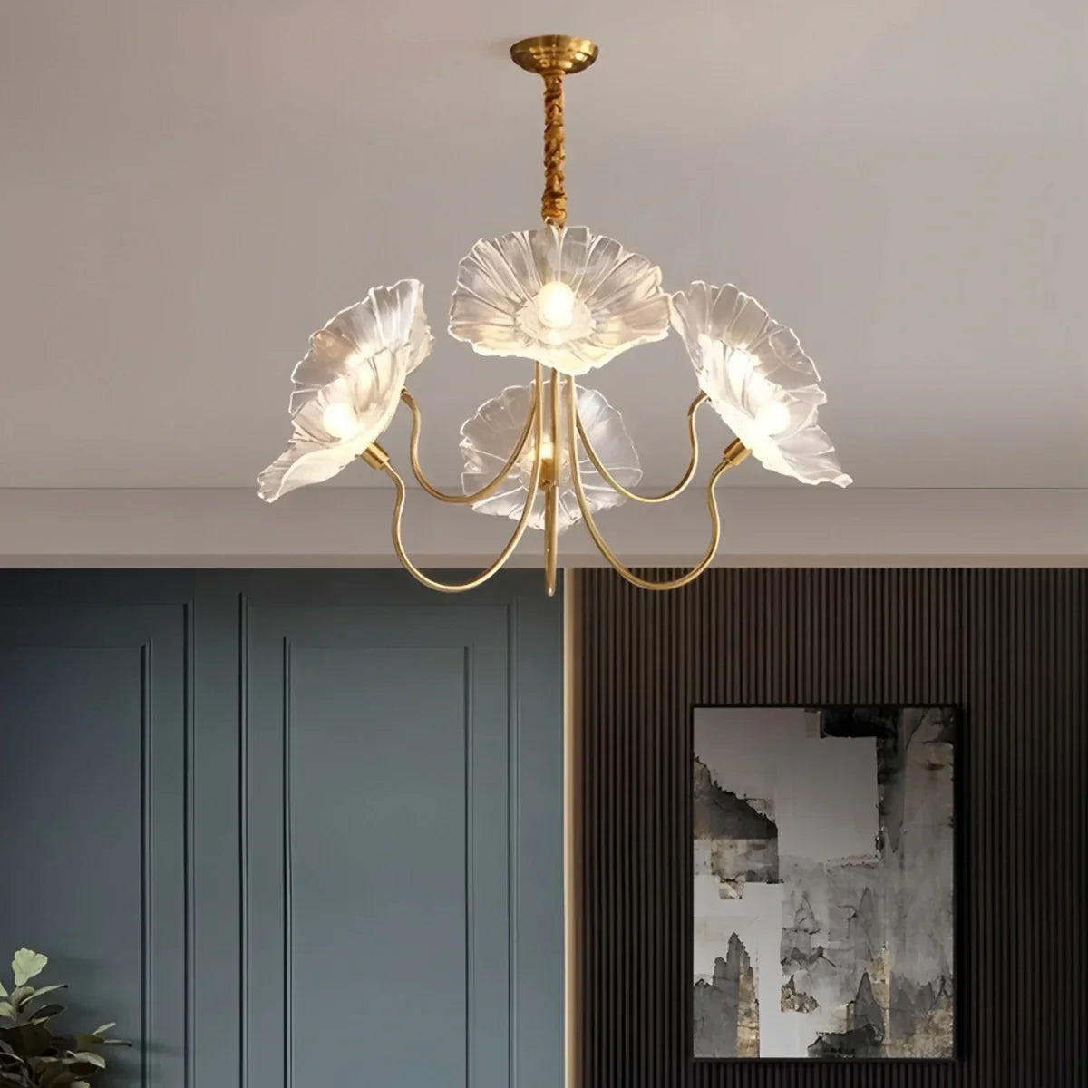 flairel Lotus Leaf Glass Chandelier for Living Room