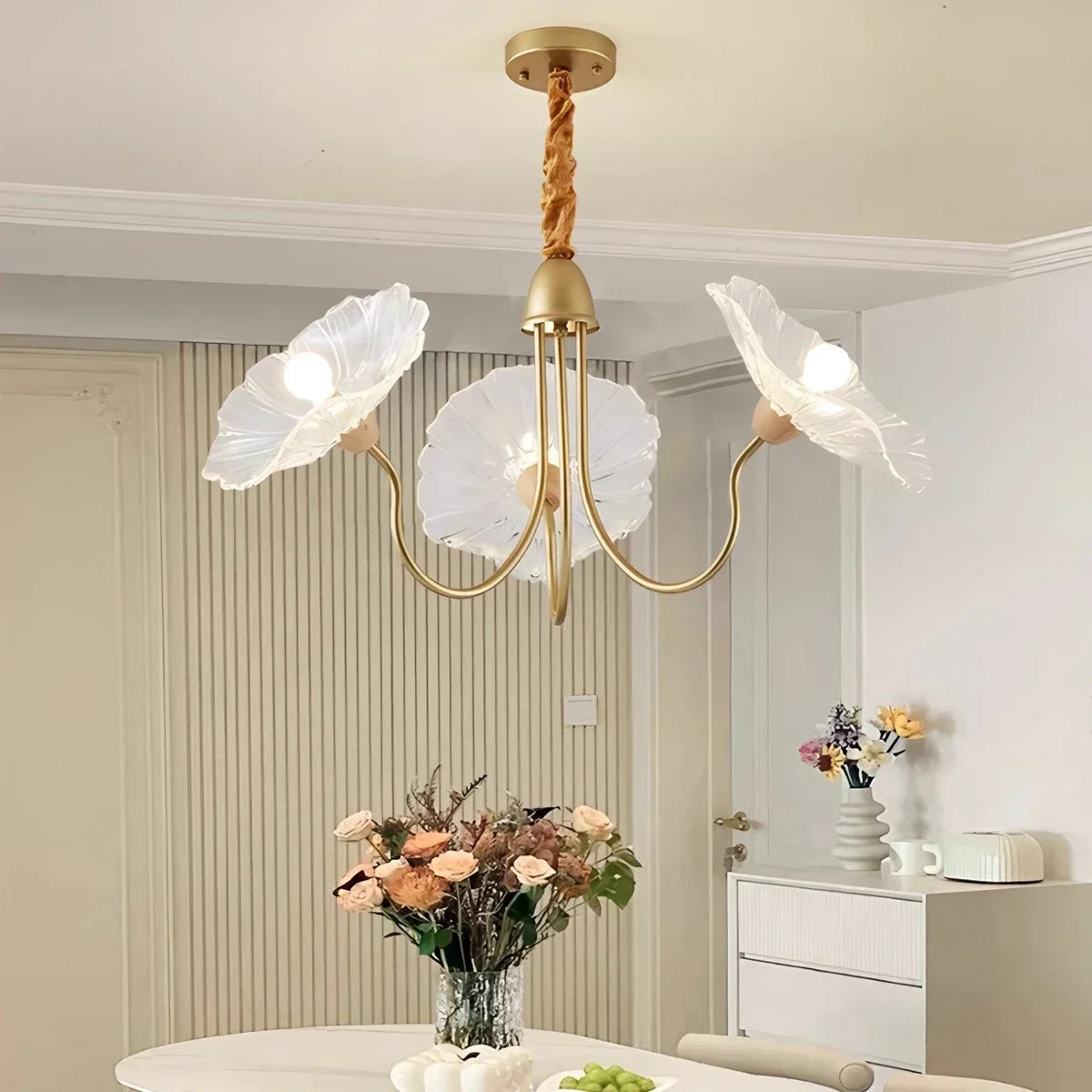 flairel Lotus Leaf Glass Chandelier for Living Room
