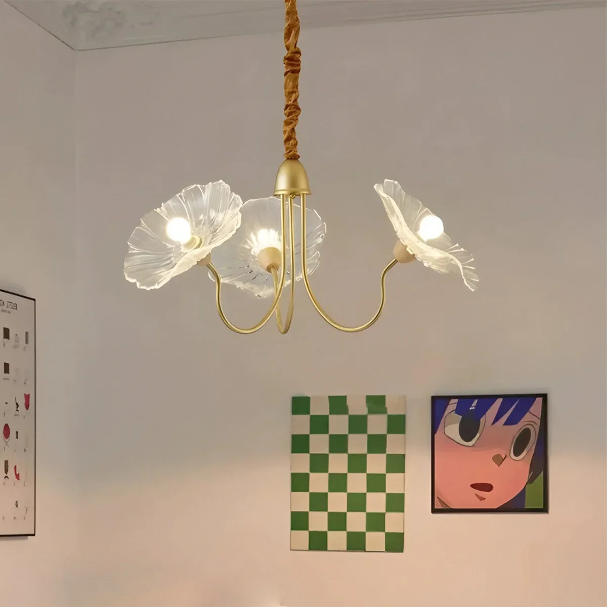 flairel Lotus Leaf Glass Chandelier for Living Room
