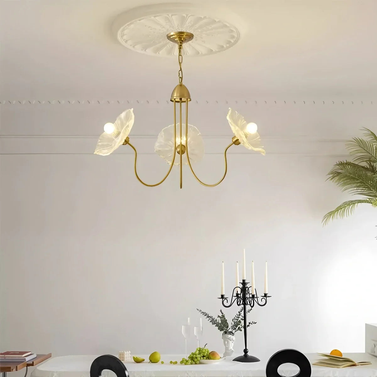 flairel Lotus Leaf Glass Chandelier for Living Room
