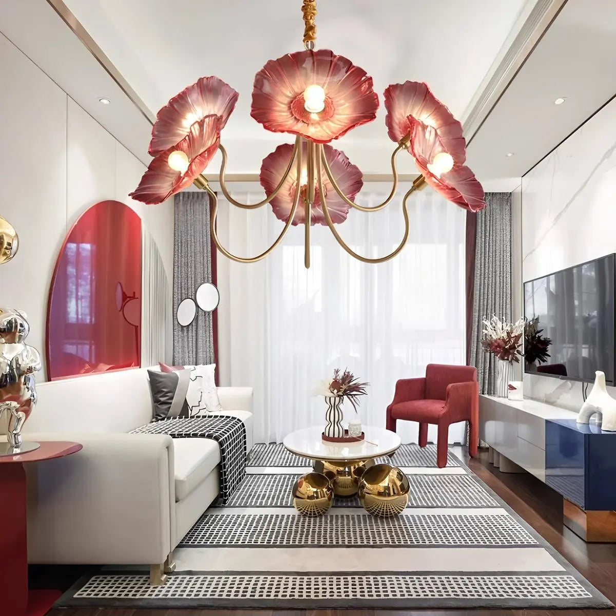 flairel Lotus Leaf Glass Chandelier for Living Room