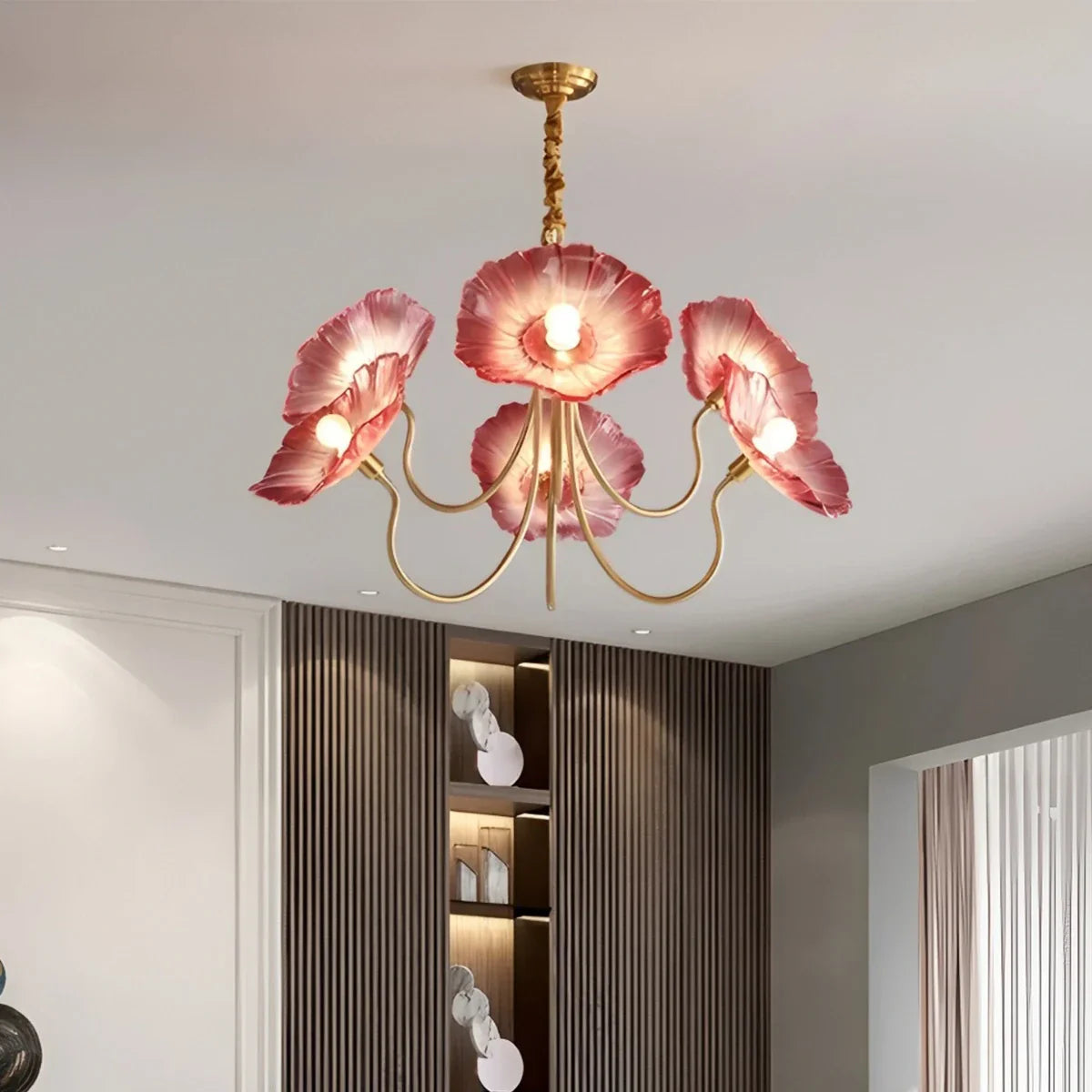 flairel Lotus Leaf Glass Chandelier for Living Room