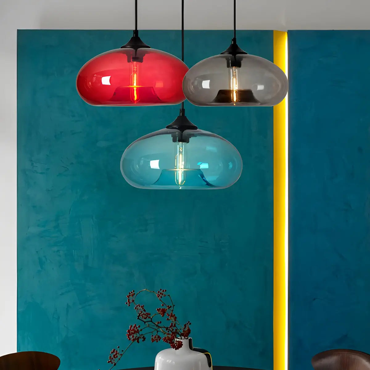flairel Colorful Glass Pendant Light for Dining Area