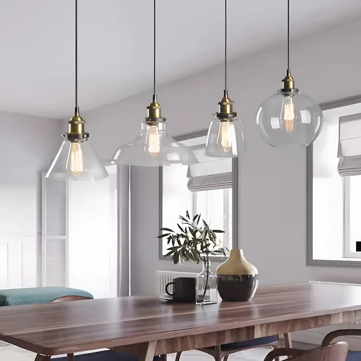 flairel Mabel Glass Pendant Light for Kitchen Island