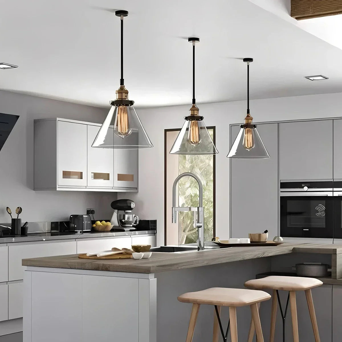 flairel Mabel Glass Pendant Light for Kitchen Island