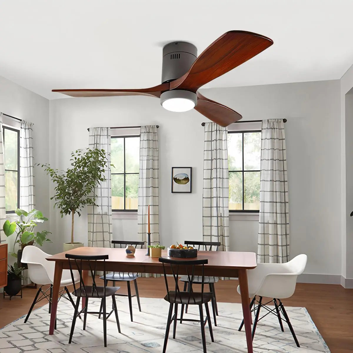 flairel Mid-century Modern Hugger Ceiling Fan Lamp