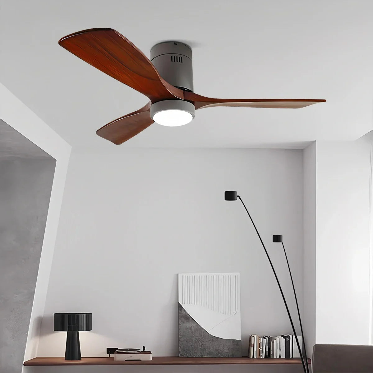 flairel Mid-century Modern Hugger Ceiling Fan Lamp