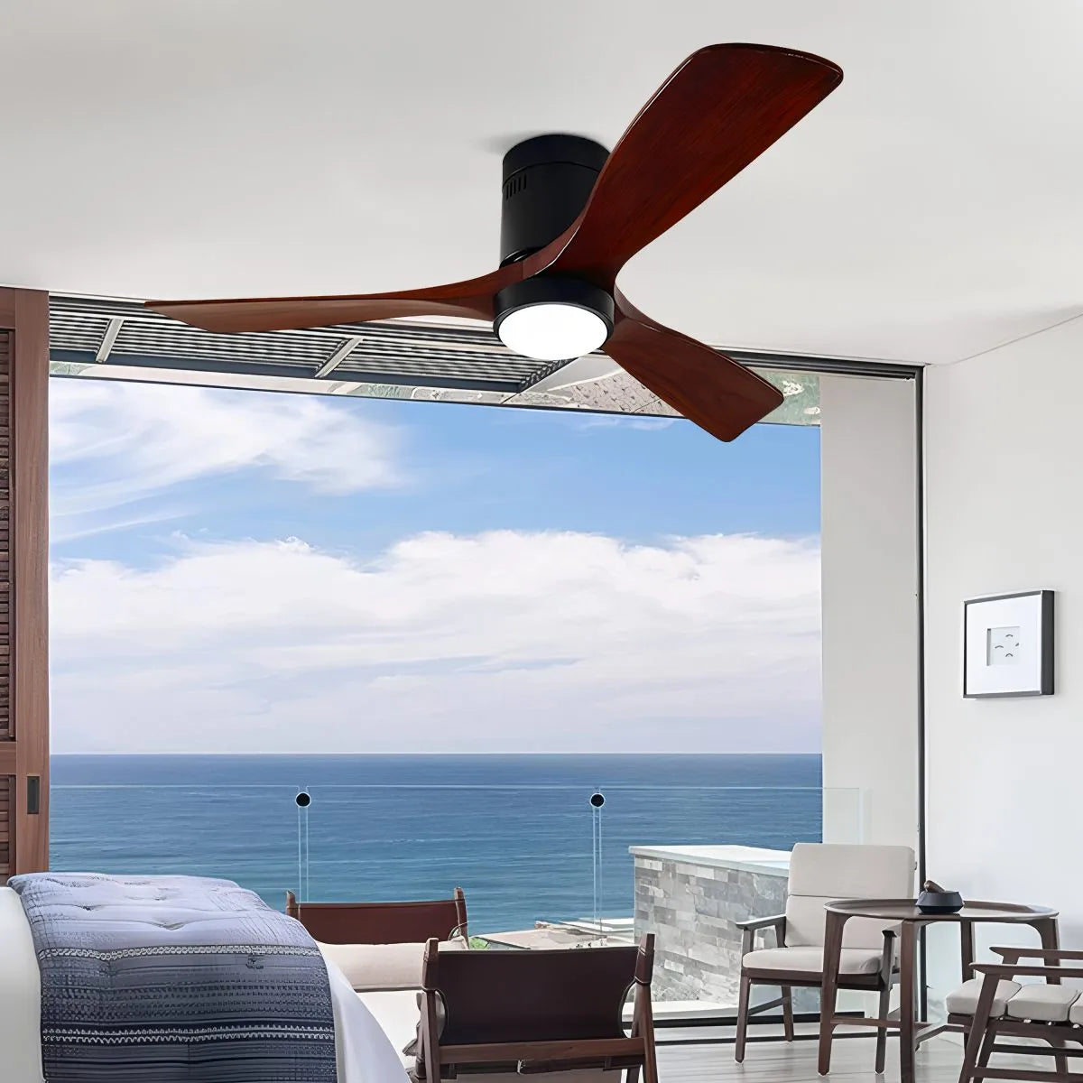flairel Mid-century Modern Hugger Ceiling Fan Lamp