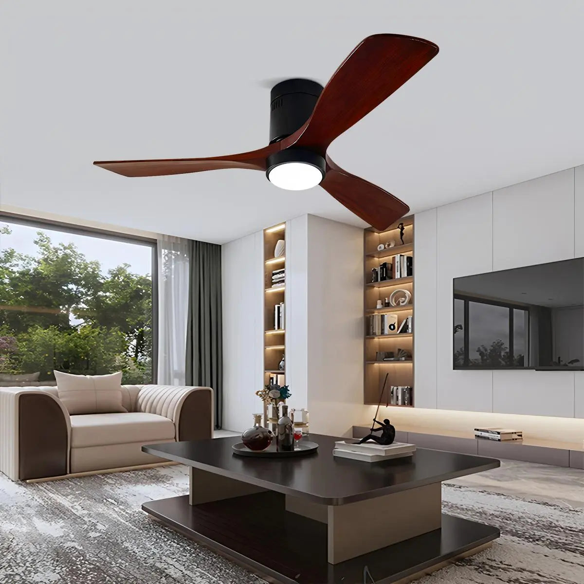 flairel Mid-century Modern Hugger Ceiling Fan Lamp