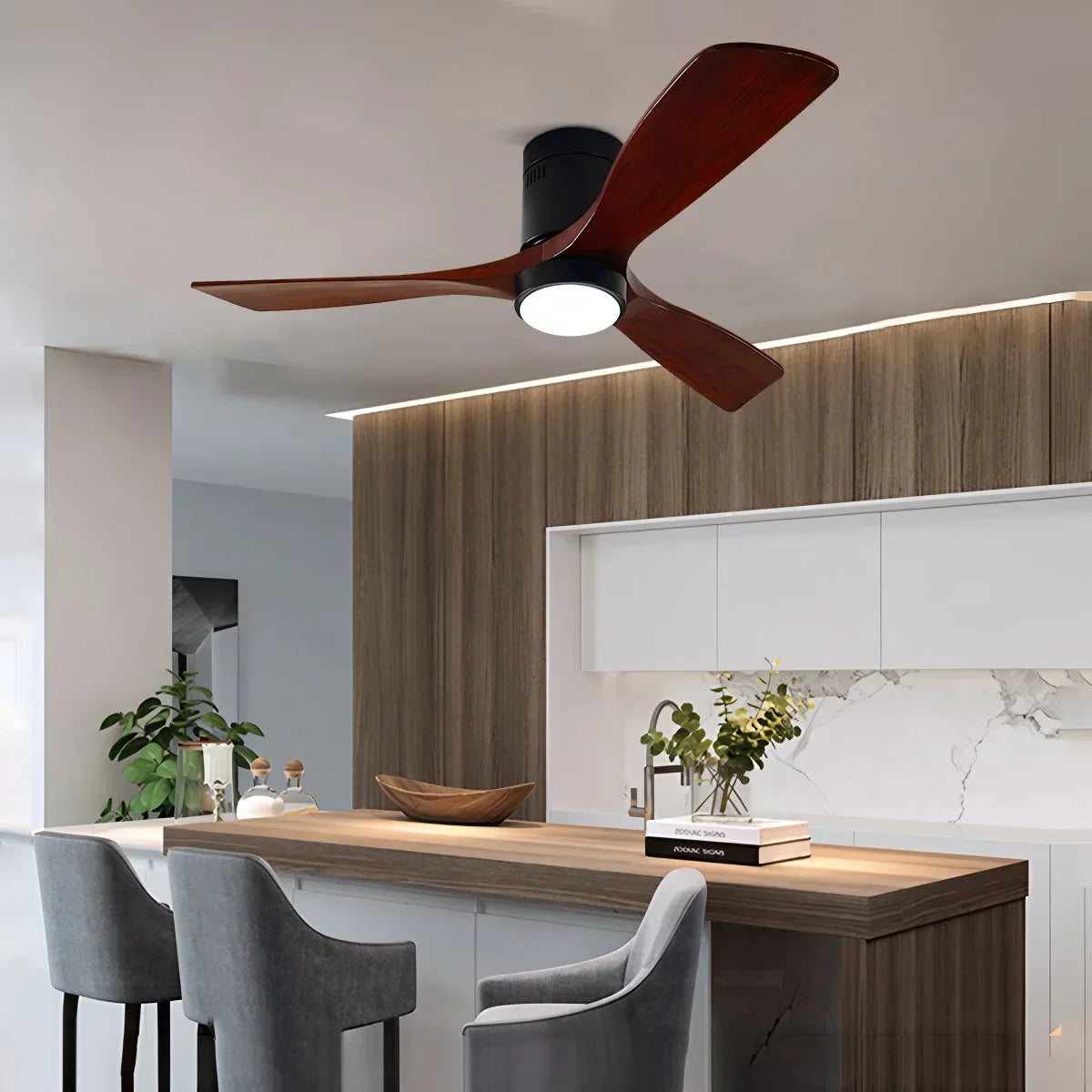 flairel Mid-century Modern Hugger Ceiling Fan Lamp