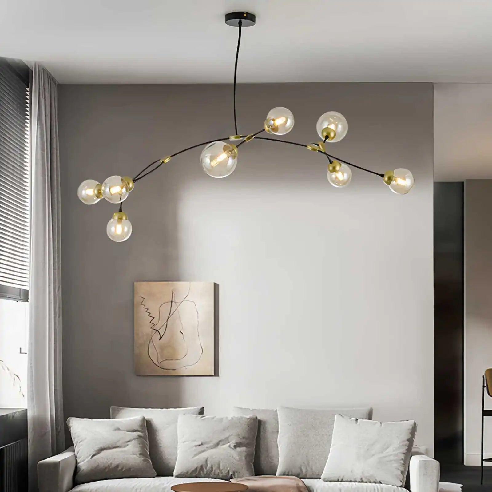 flairel Minimalist Sputnik Globe Glass Chandelier