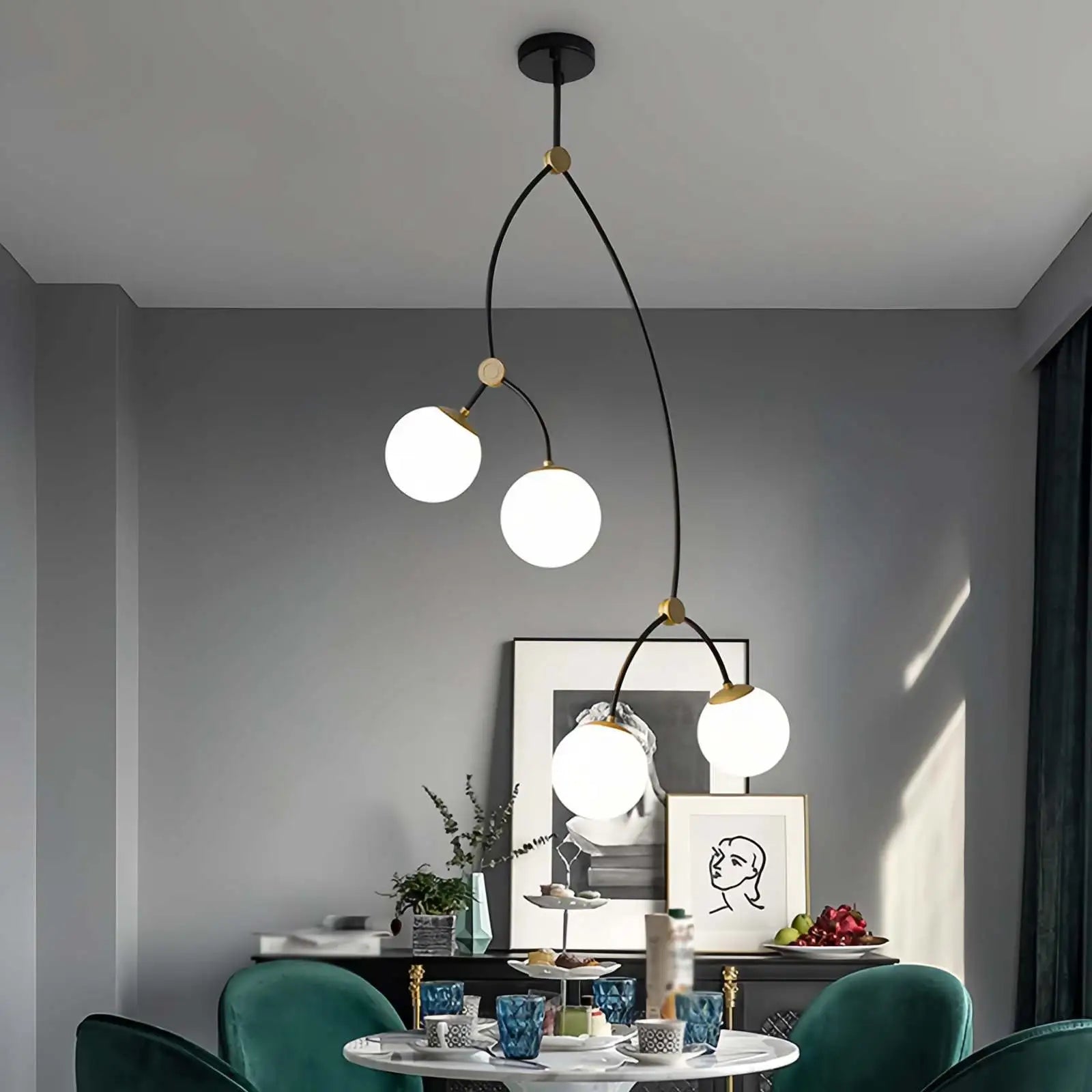 flairel Minimalist Sputnik Globe Glass Chandelier