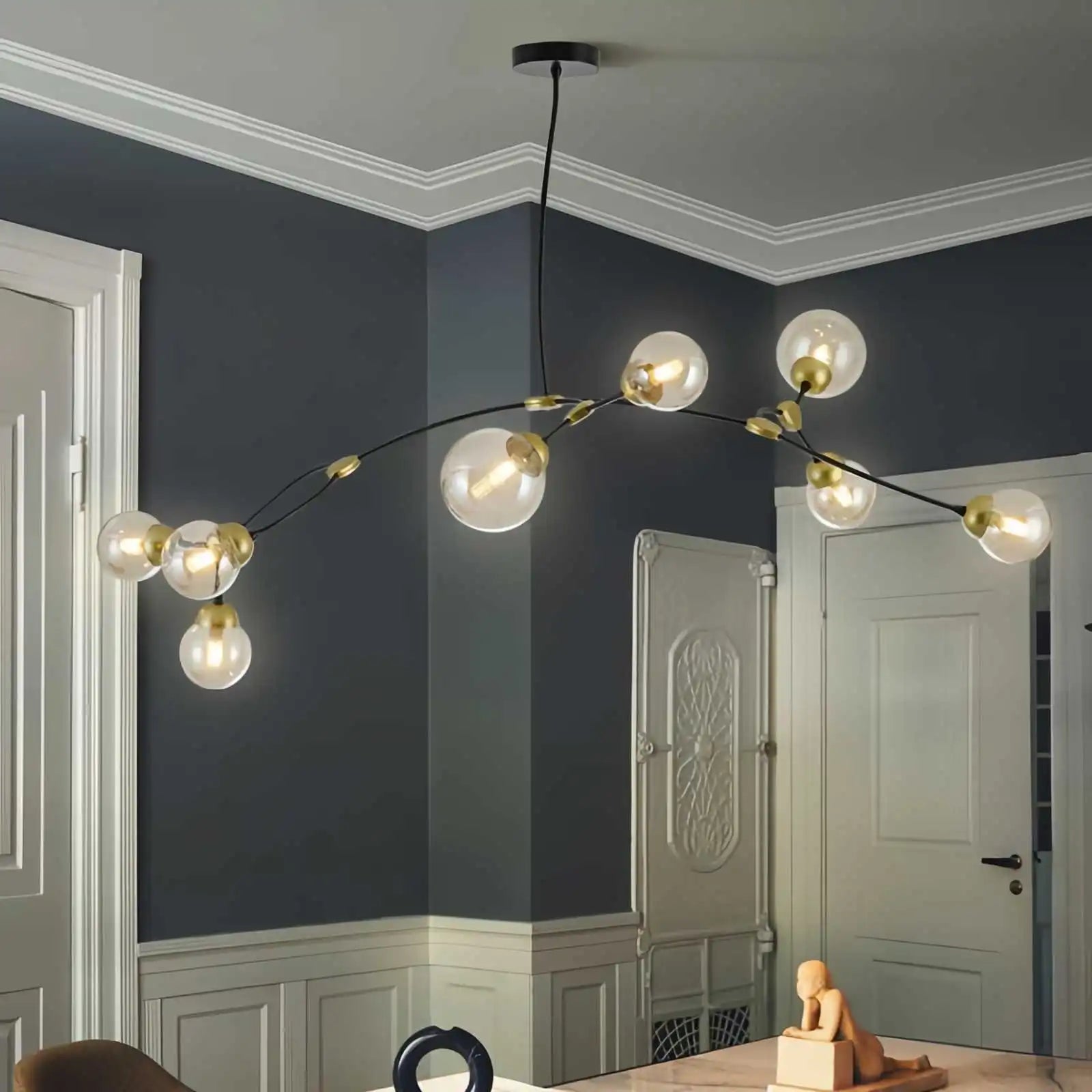 flairel Minimalist Sputnik Globe Glass Chandelier