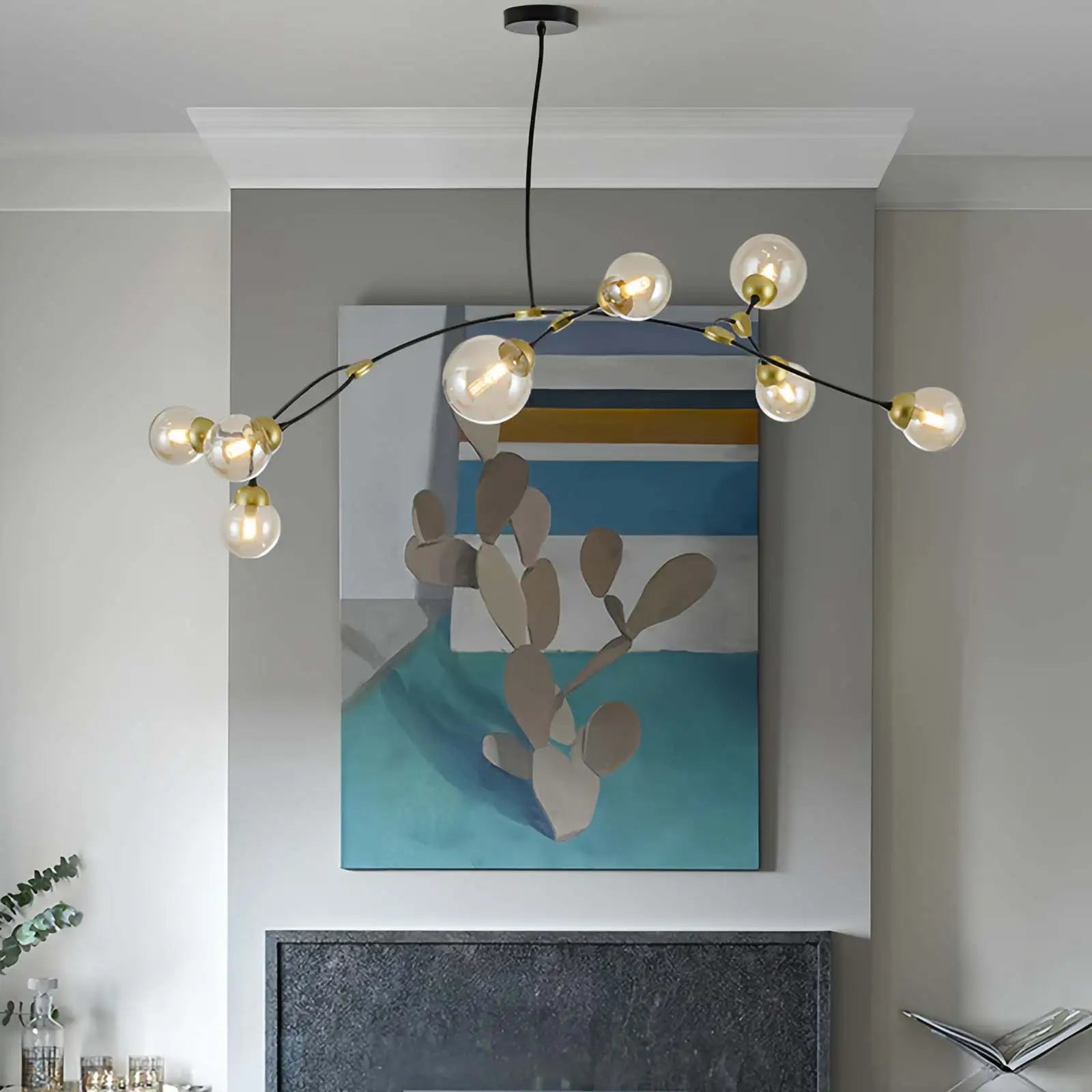 flairel Minimalist Sputnik Globe Glass Chandelier