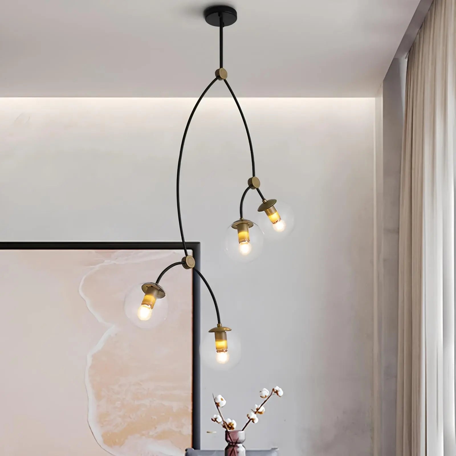 flairel Minimalist Sputnik Globe Glass Chandelier