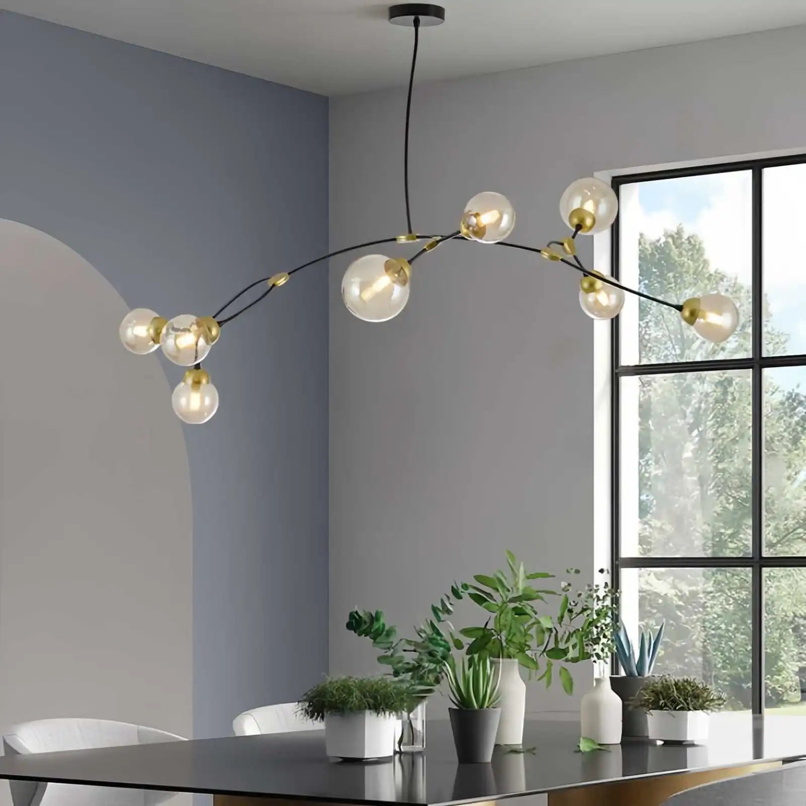 flairel Minimalist Sputnik Globe Glass Chandelier