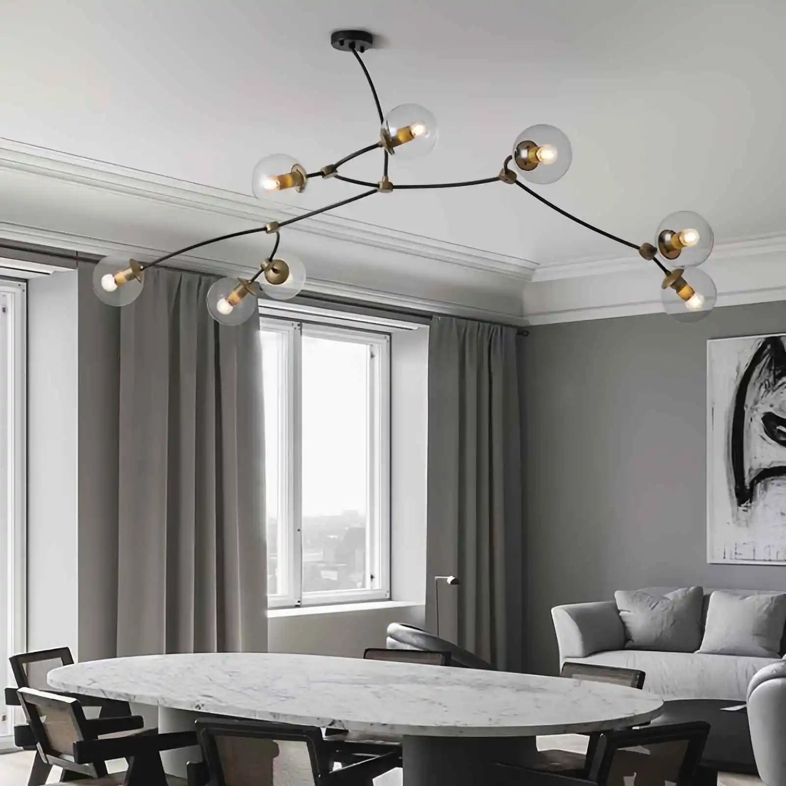 flairel Minimalist Sputnik Globe Glass Chandelier