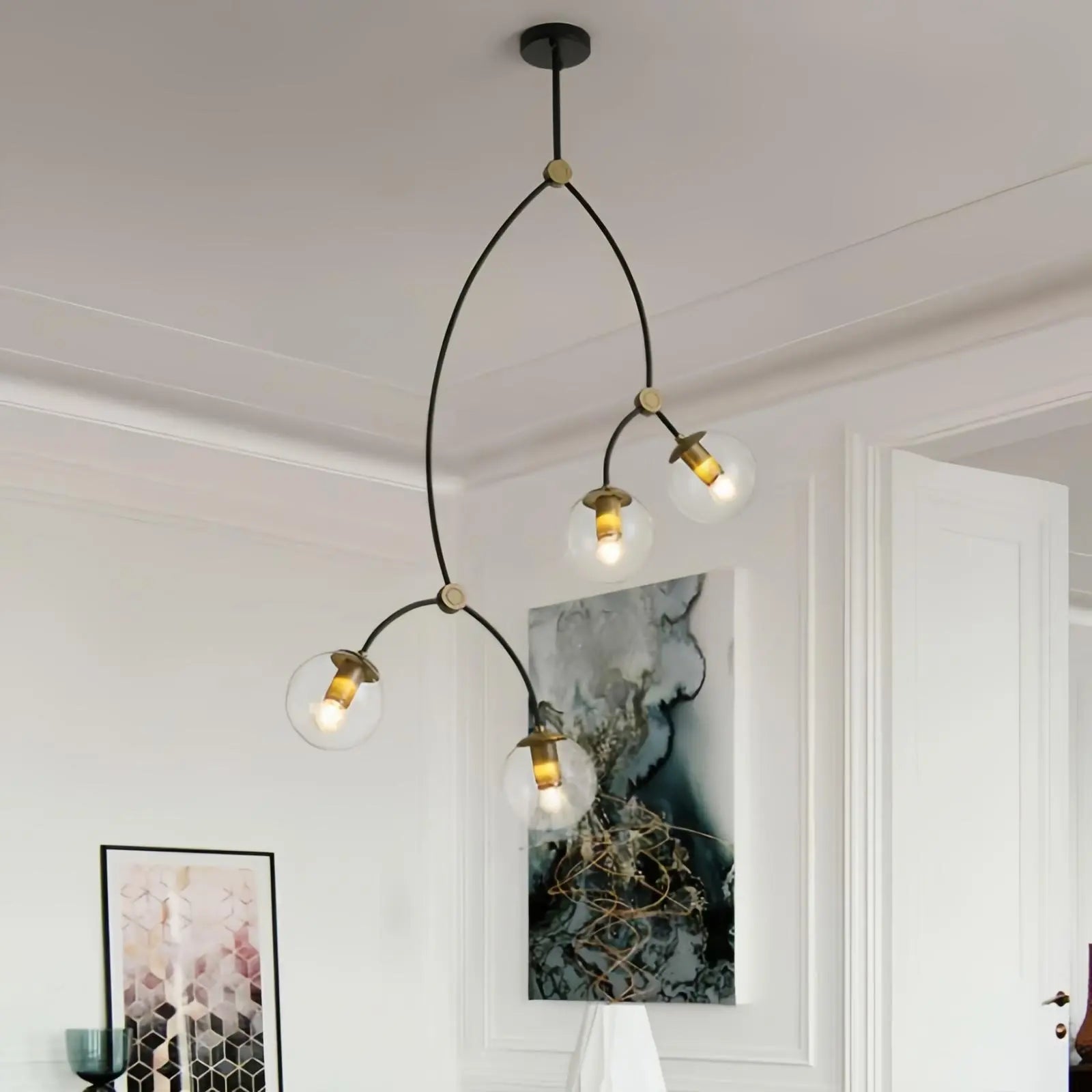 flairel Minimalist Sputnik Globe Glass Chandelier