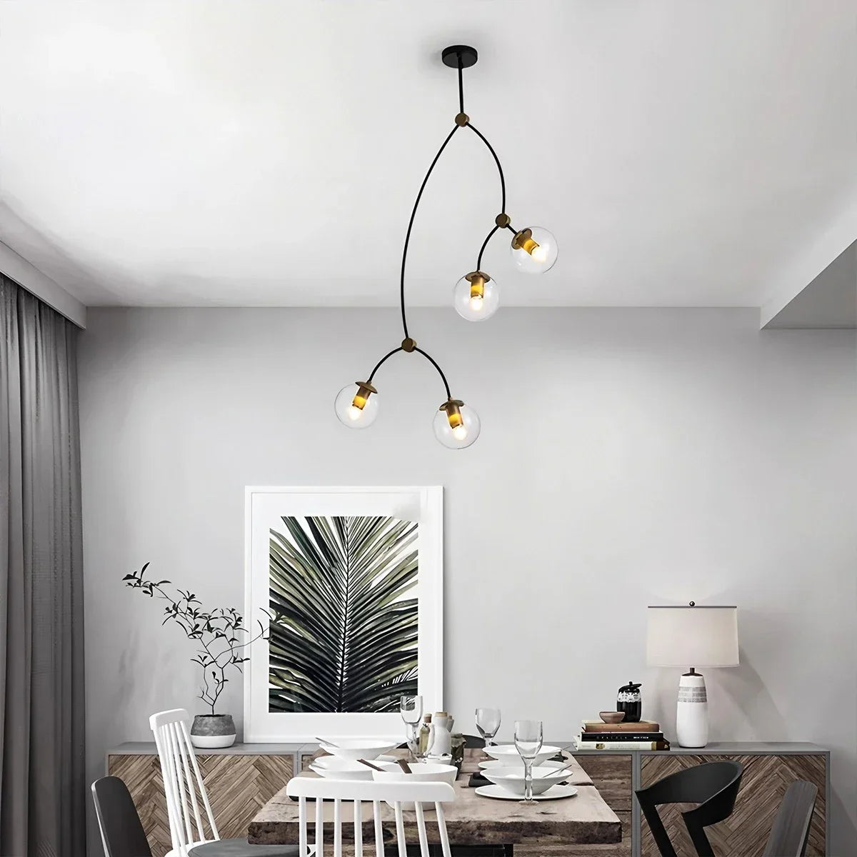 flairel Minimalist Sputnik Globe Glass Chandelier