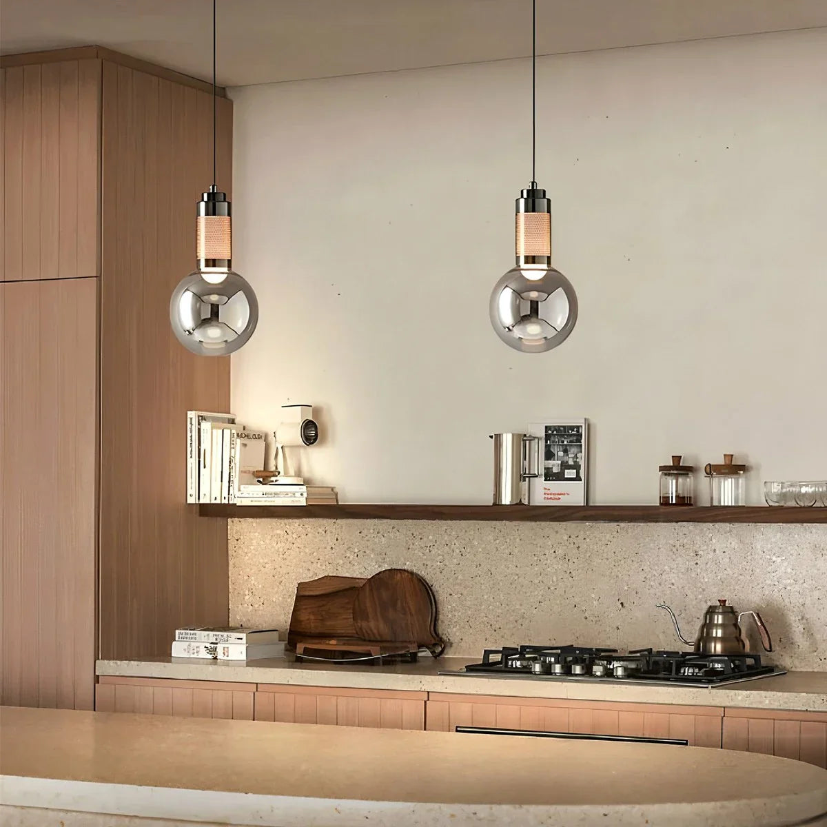 flairel Industrial Glass Pendant Light for Bedroom