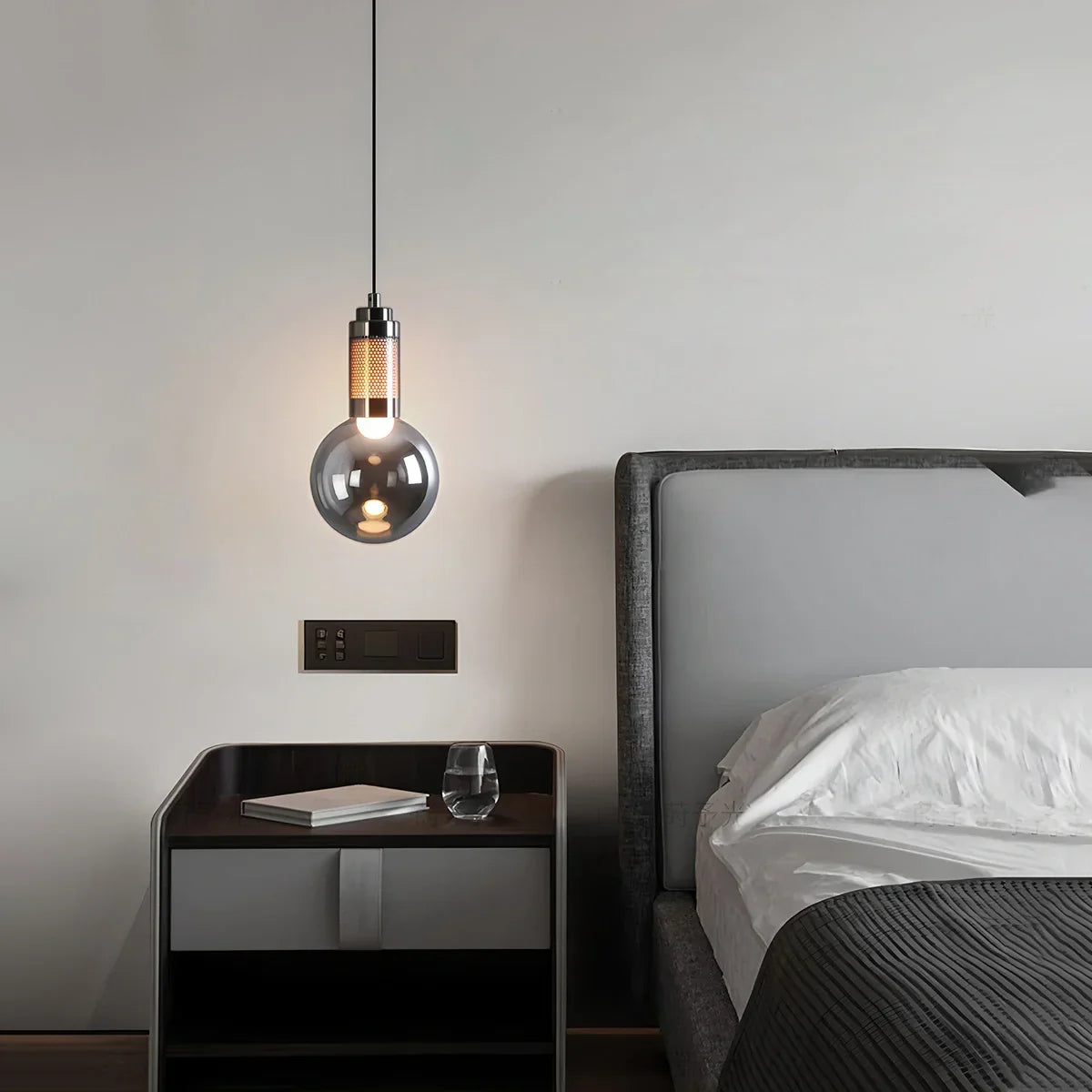 flairel Industrial Glass Pendant Light for Bedroom