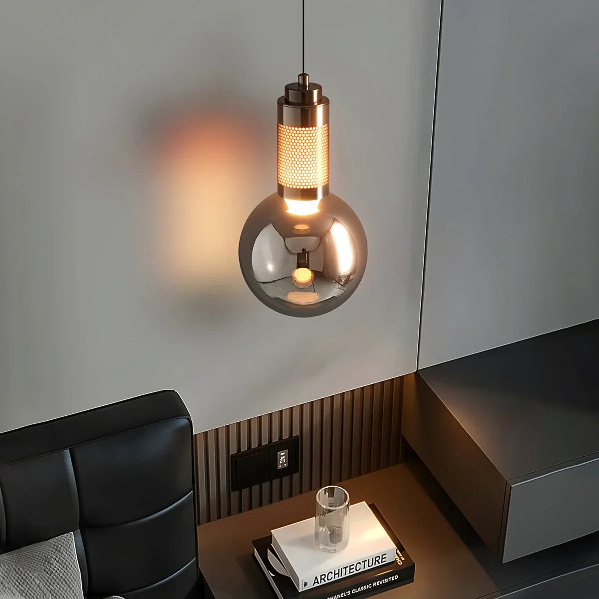 flairel Industrial Glass Pendant Light for Bedroom