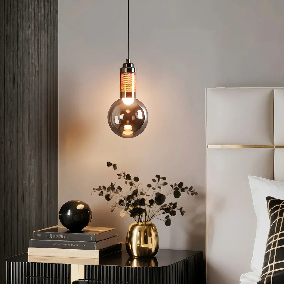 flairel Industrial Glass Pendant Light for Bedroom