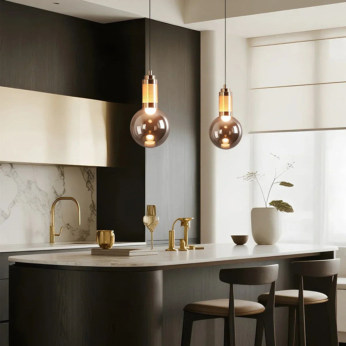 flairel Industrial Glass Pendant Light for Bedroom