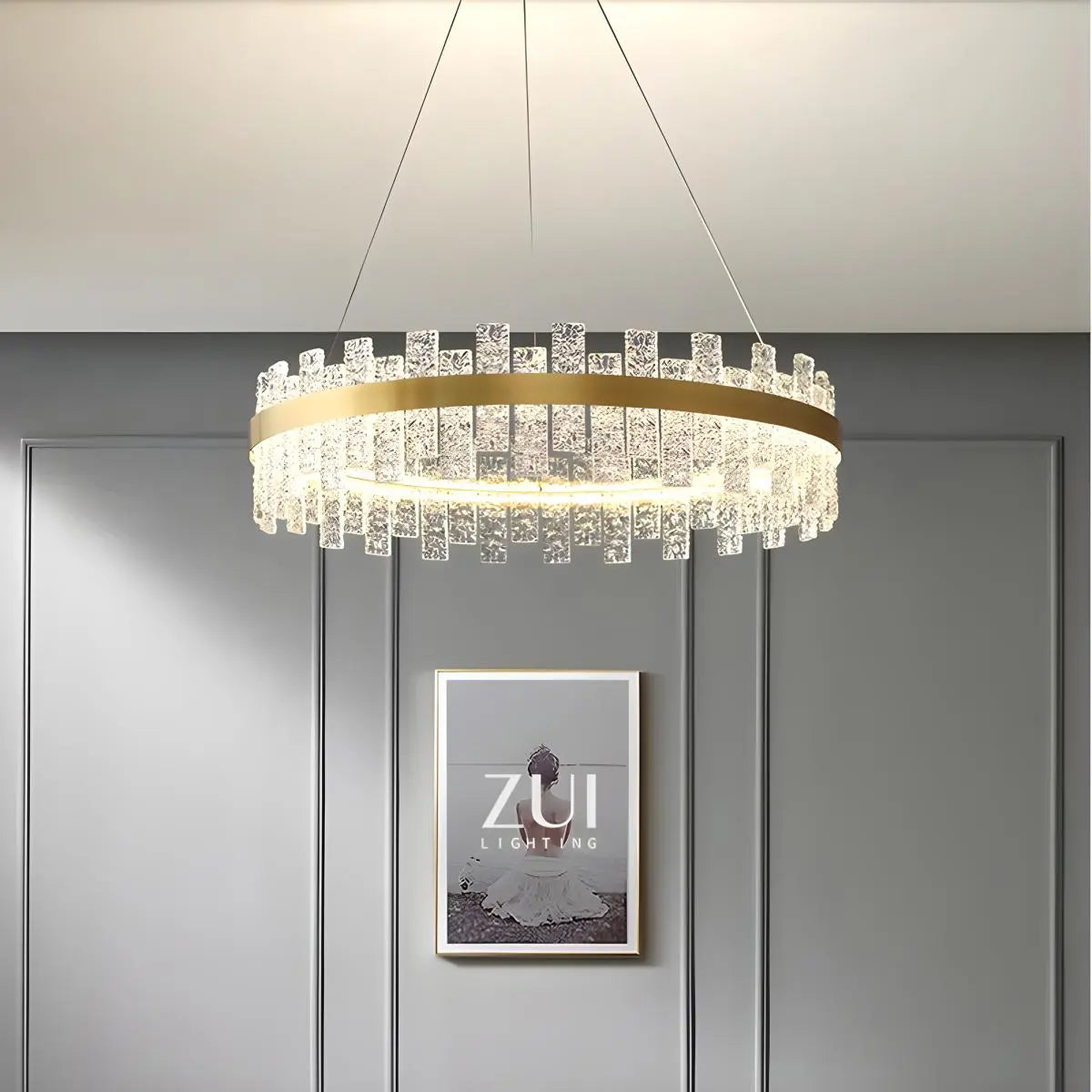flairel Modern Frosted Glass Crystal Chandelier