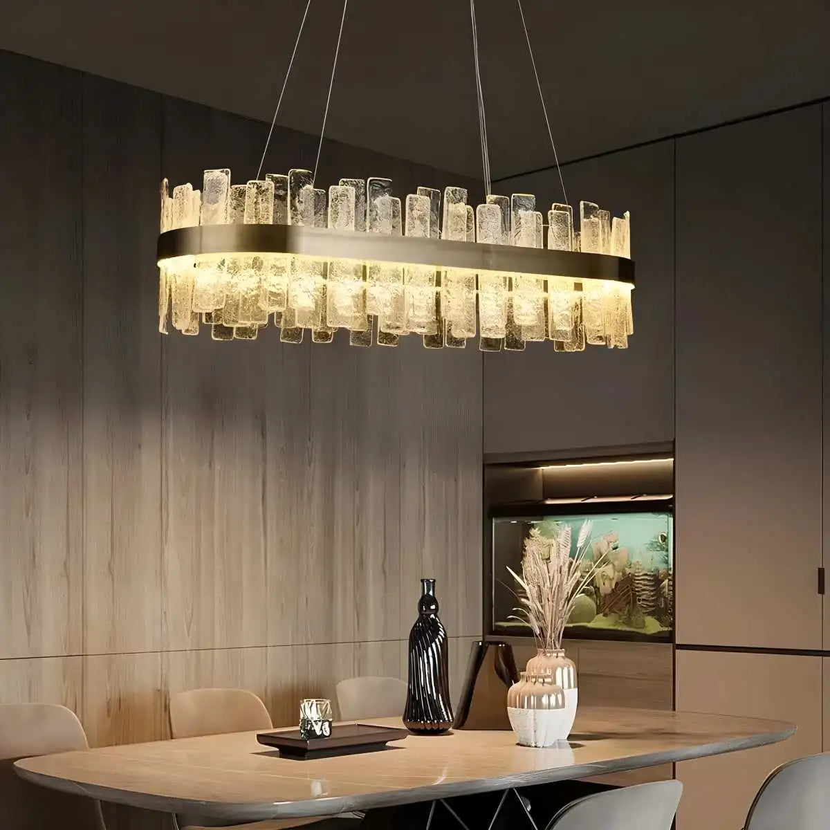 flairel Modern Frosted Glass Crystal Chandelier