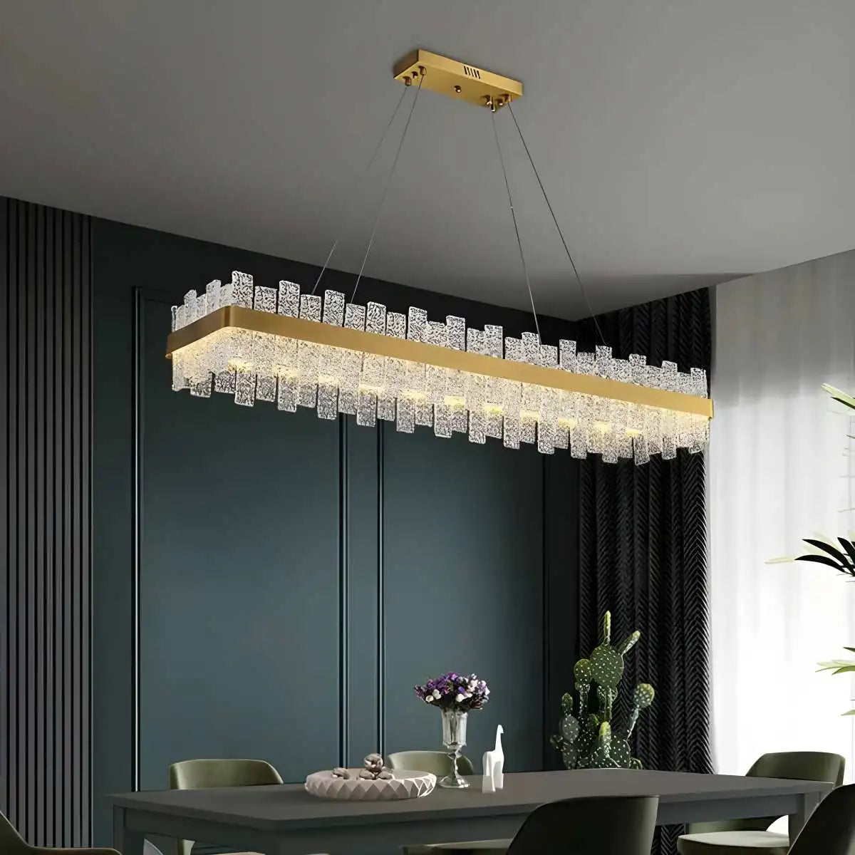 flairel Modern Frosted Glass Crystal Chandelier