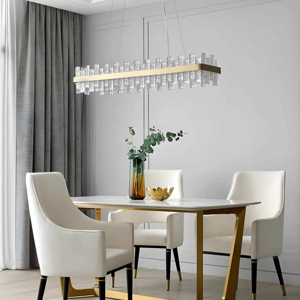 flairel Modern Frosted Glass Crystal Chandelier