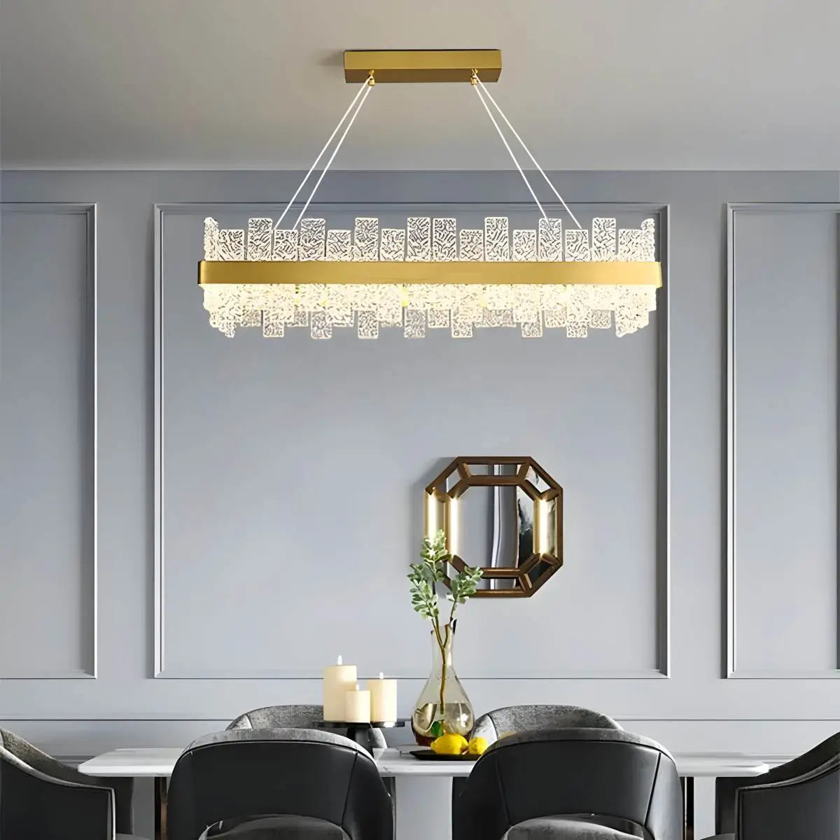 flairel Modern Frosted Glass Crystal Chandelier