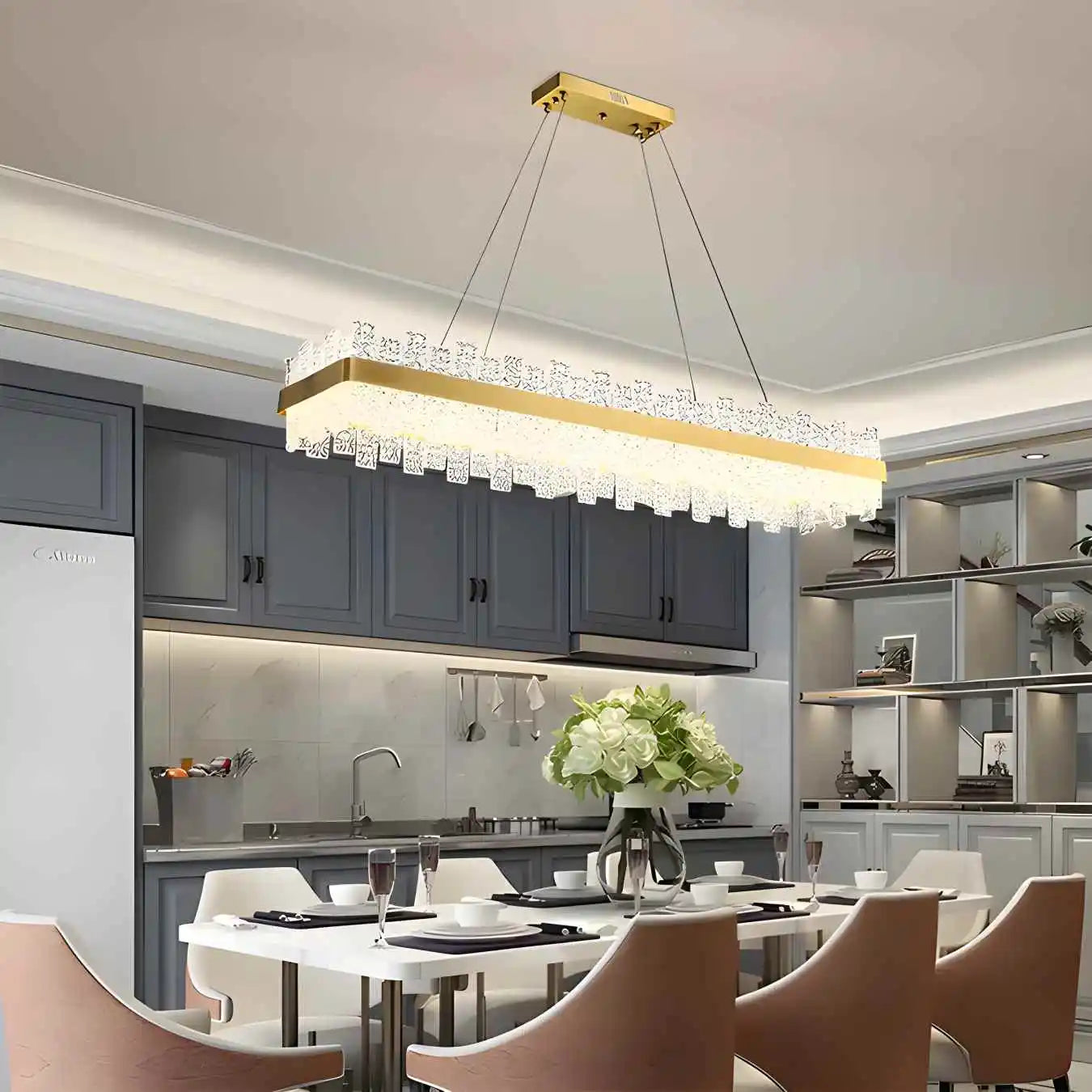 flairel Modern Frosted Glass Crystal Chandelier