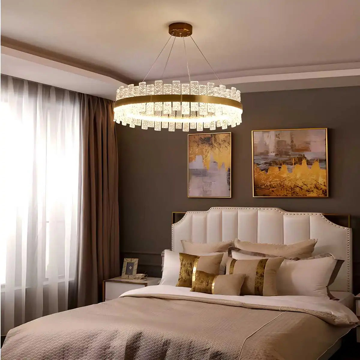 flairel Modern Frosted Glass Crystal Chandelier