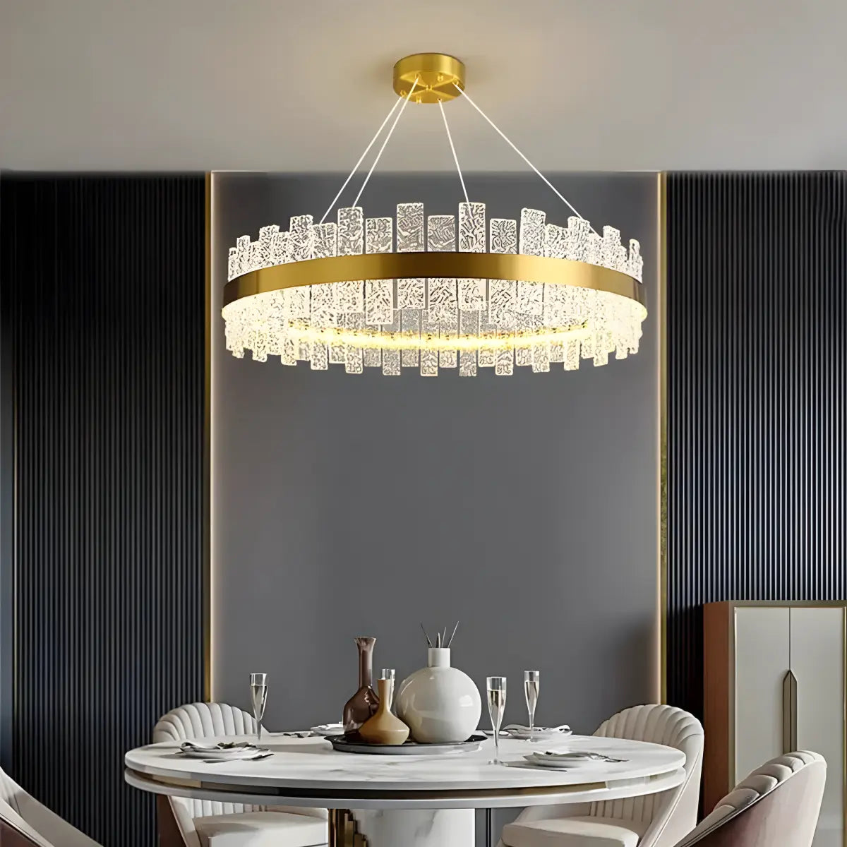 flairel Modern Frosted Glass Crystal Chandelier