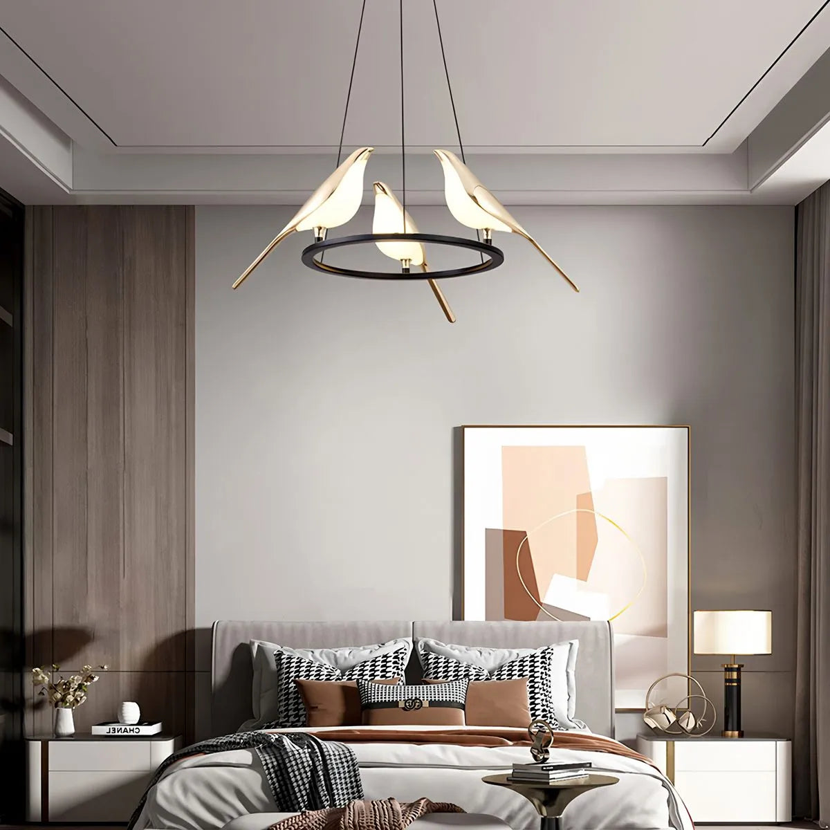 flairel Modern Gold Birds LED Chandelier
